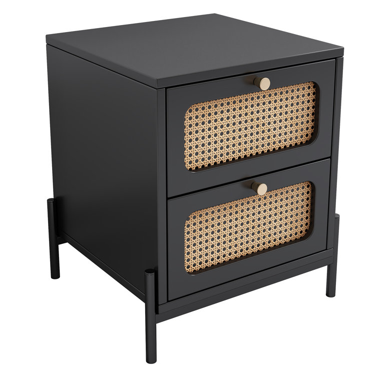 Black deals wicker nightstand